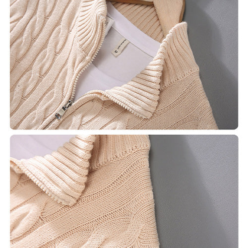 Solid Cable Knit Turtleneck Sweater