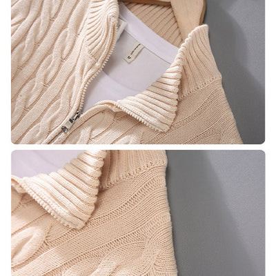 Solid Cable Knit Turtleneck Sweater