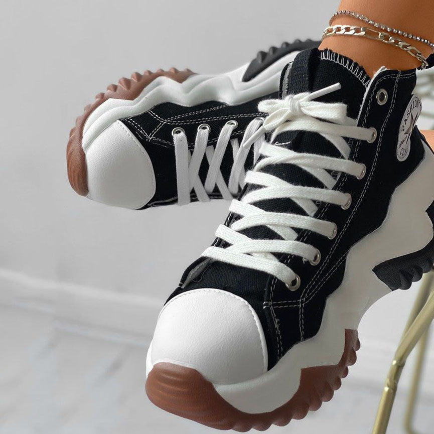 Lace-up Color Sole Sneakers