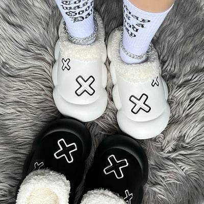 Warm Cross Pattern Clogs