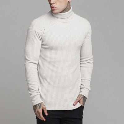 Knit Muscle Fit Turtle-neck Tee