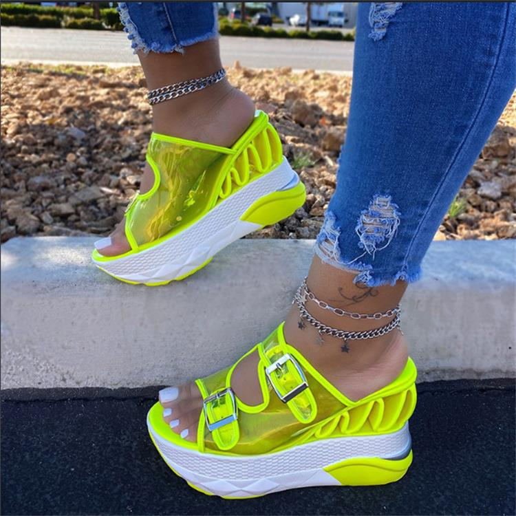 Fluorescent Platform Sandals