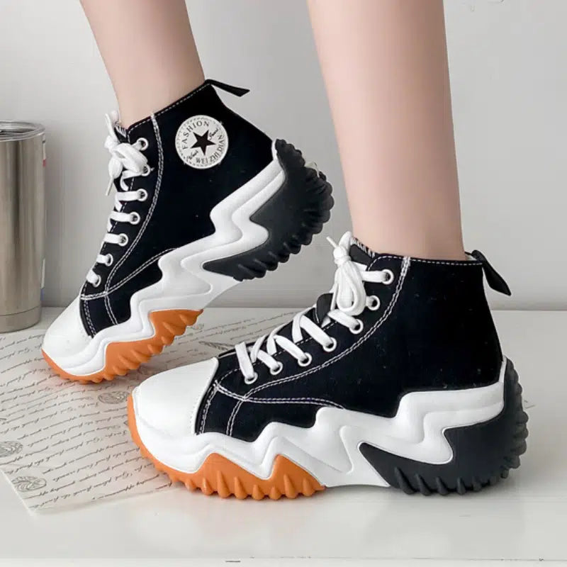 Lace-up Color Sole Sneakers